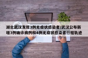 湖北武汉发现3例无症状感染者/武汉公布新增3例确诊病例和4例无症状感染者行程轨迹