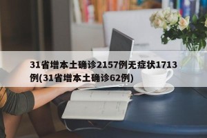 31省增本土确诊2157例无症状1713例(31省增本土确诊62例)